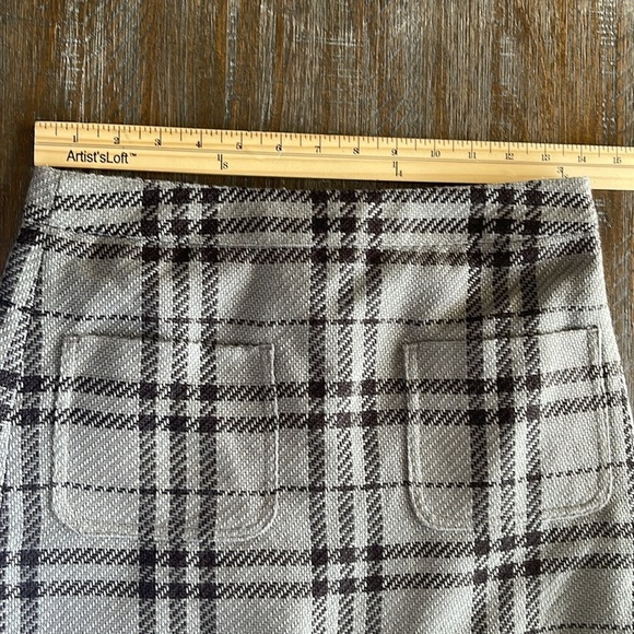 NWT J. Crew Grey Black Plaid Academia High Waist Mini Skirt Size 0 Patch Pockets - Picture 8 of 11